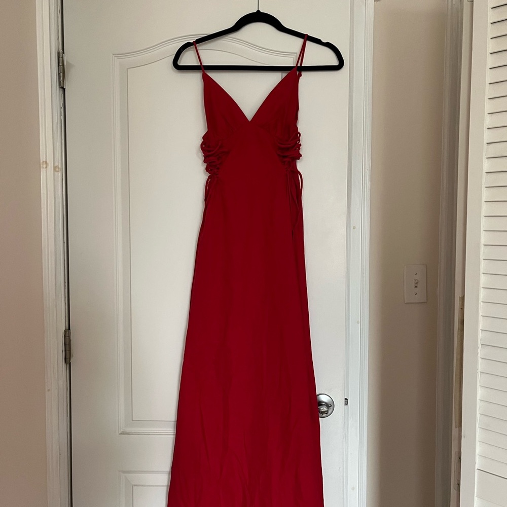 Farm Rio red corset dress